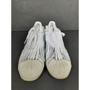 ADIDAS Superstar Kiltie White Leather Shell Top‎ Shoes Women Sz 8 FV3421